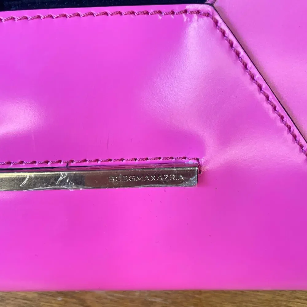 NWT BCBG Harlow Envelope Clutch Neon Hot Pink with Dustbag Barbie